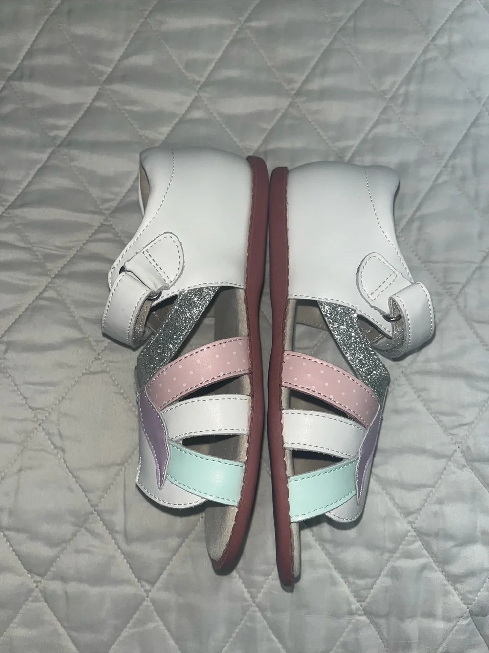 Livie & Luca Girls' Unicorn Silver Pink Mint Purple Sandals size 2 youth